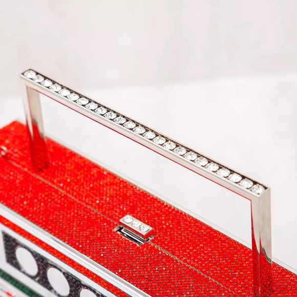 Rhinestone Embellished Boom Box/Radio Evening Clutch Bag - Picture 5 of 7